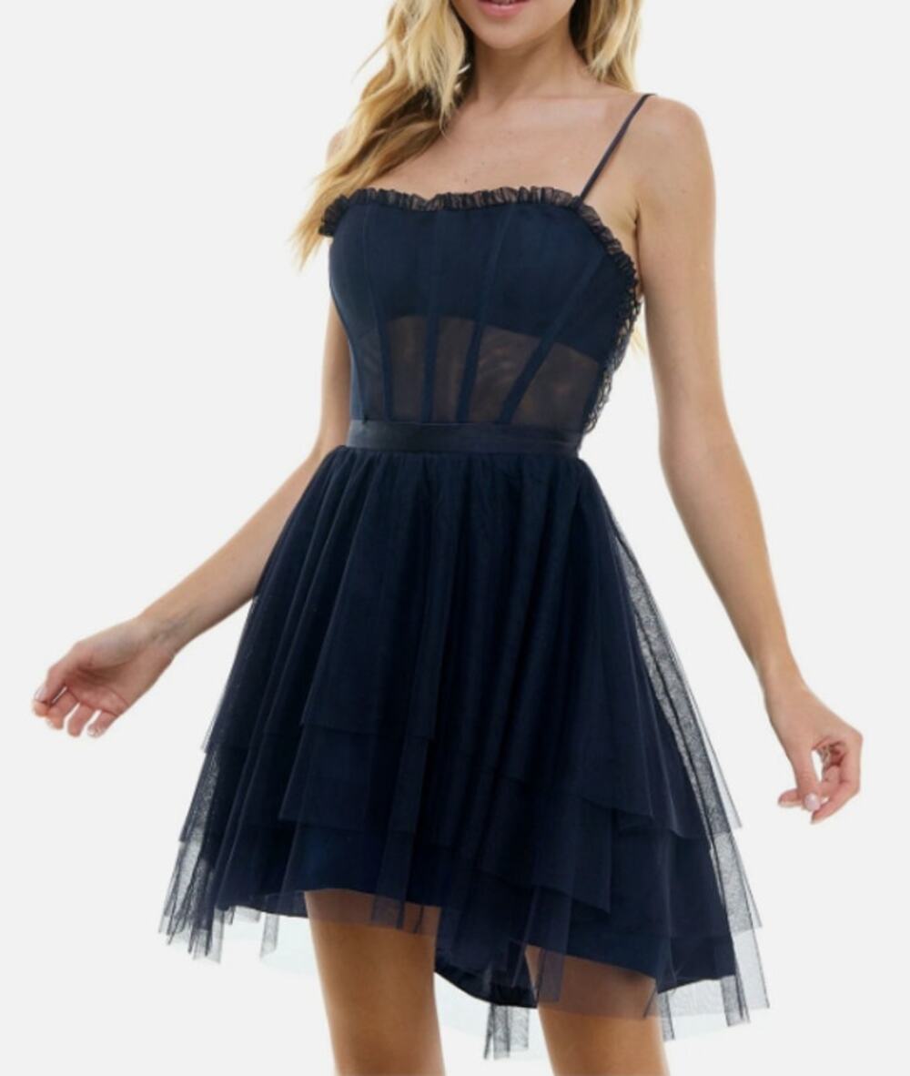 NWT City Studio Lace Tulle Tiered Mini Party Dress Size 9/10 Fairy Whimsygoth
